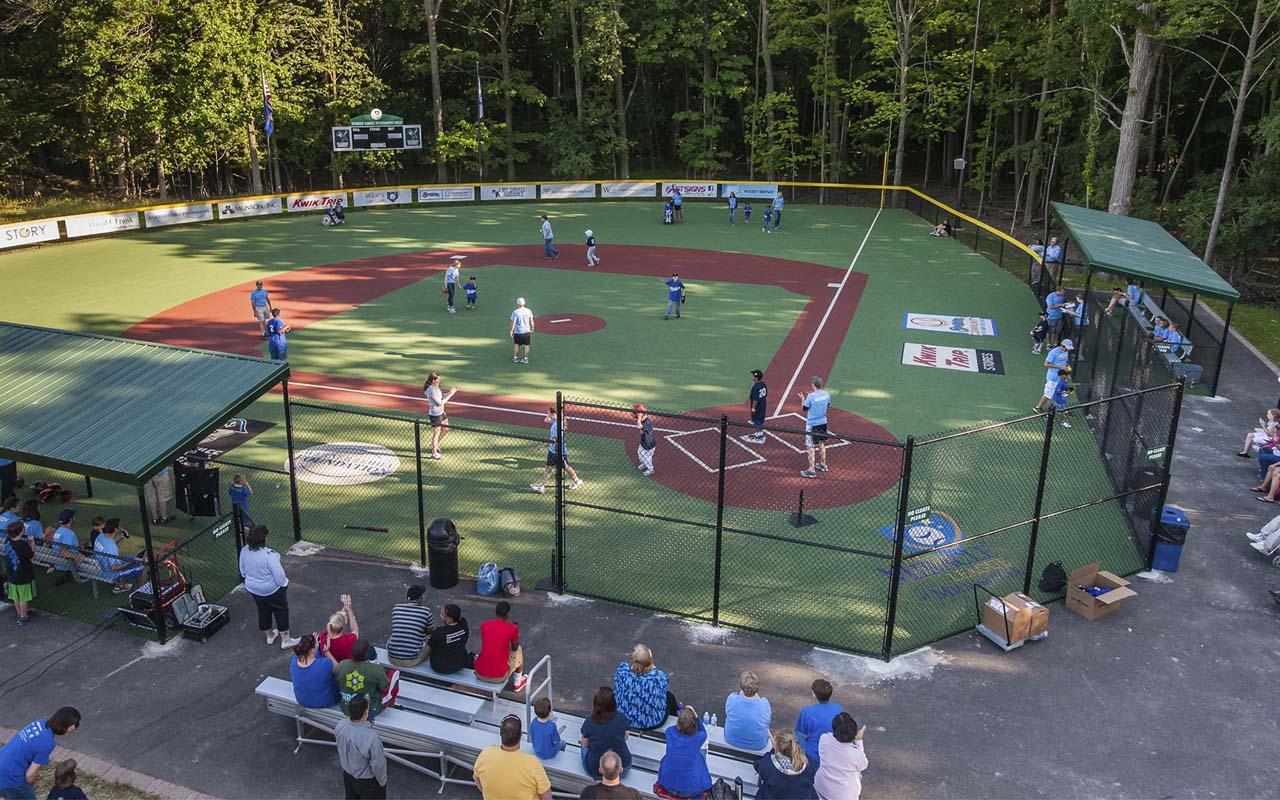 A typical customized, accessible baseball diamond for a Miracle League affiliate. (Courtesy The Miracle League)
