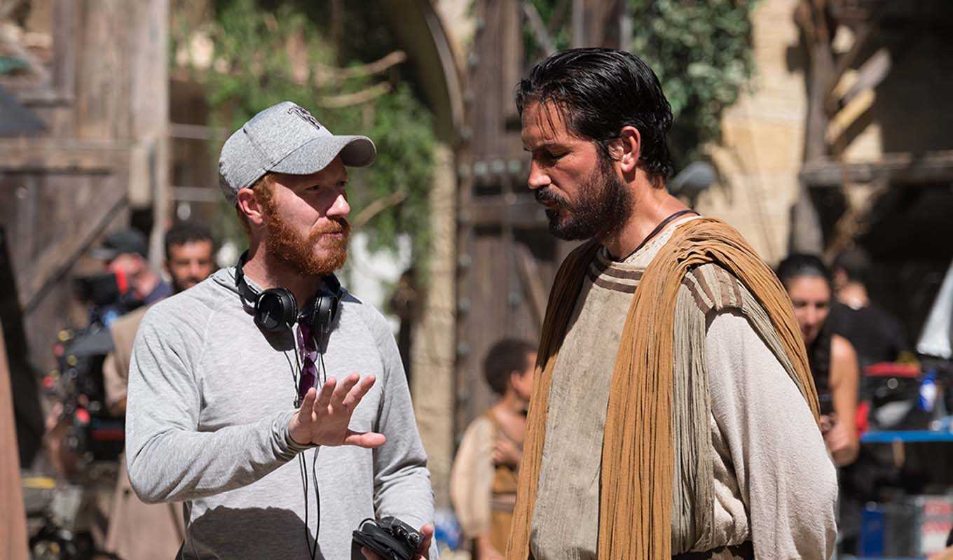 Andrew Hyatt on the set of "Paul, Apostle of Christ"