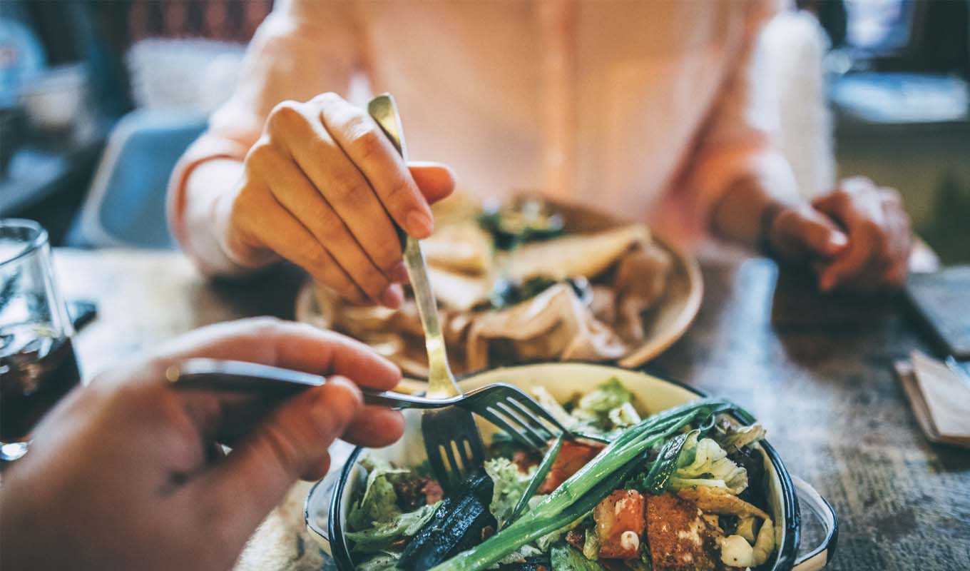 Couple sharing a salad