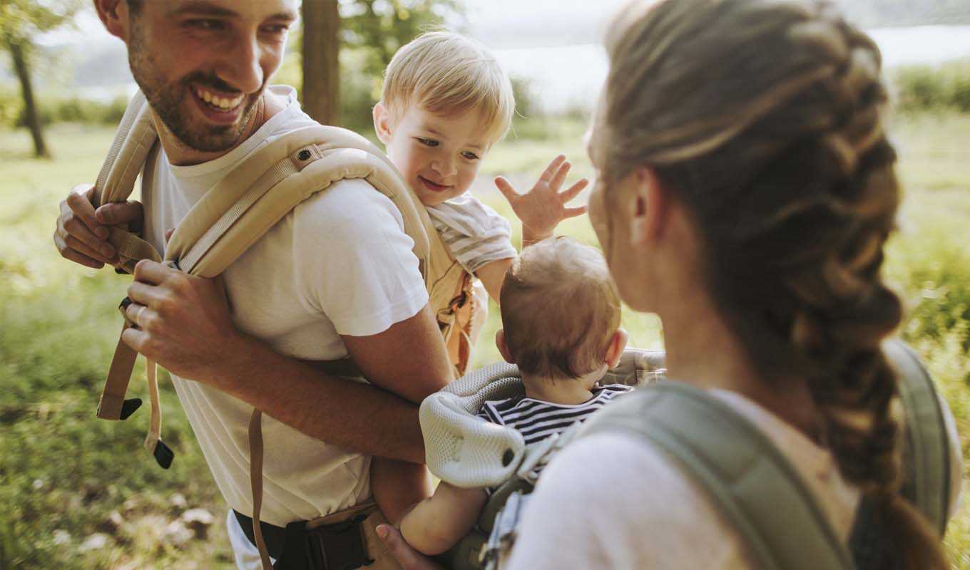 Young family on a hike