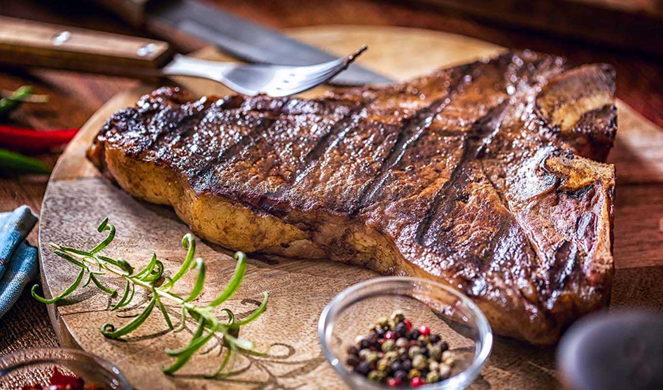 Freshly cooked steak