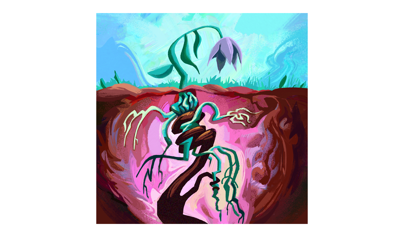 Illustration of dying flower