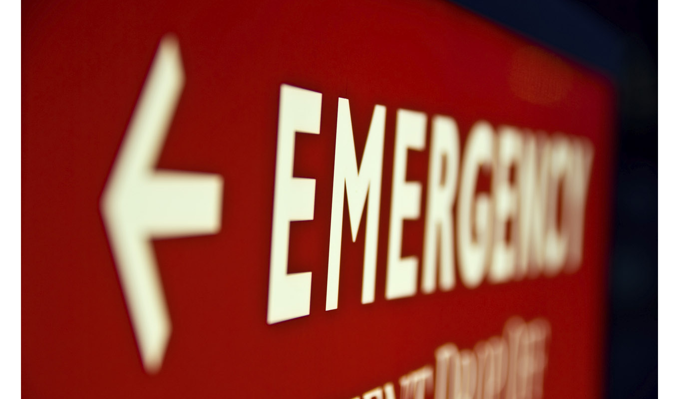ER sign at a hospital.
