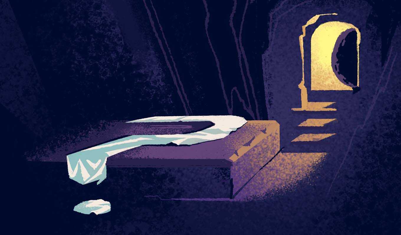Illustration inside Jesus' empty tomb