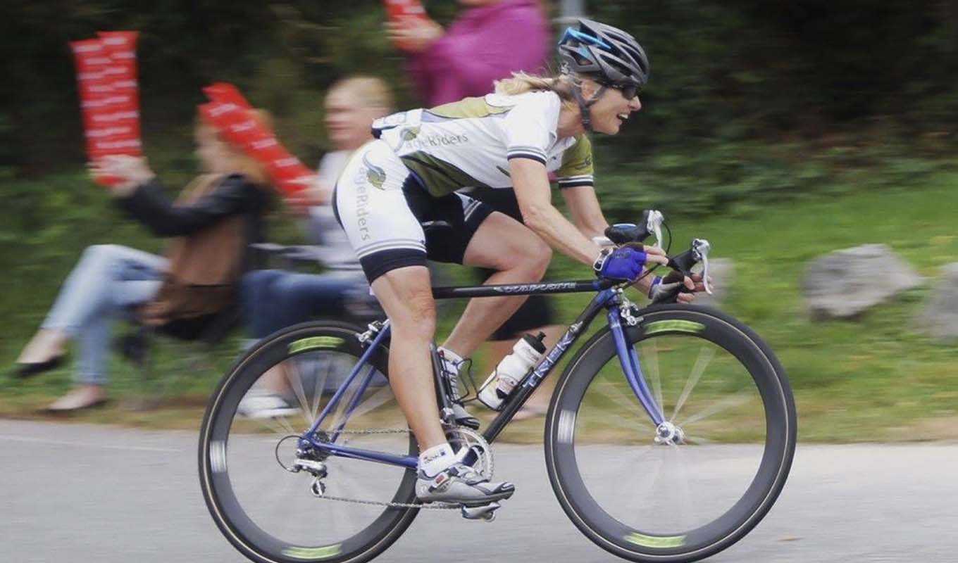 Marilyn Trout during a bicycle race