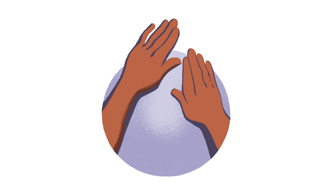 Two hands giving healing manipulation.