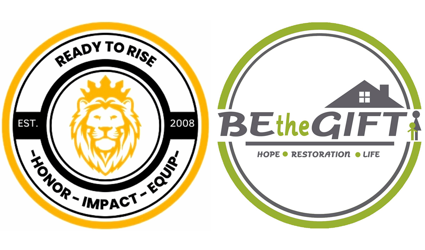 Two logos for Ready to Rise and Be the Gift.