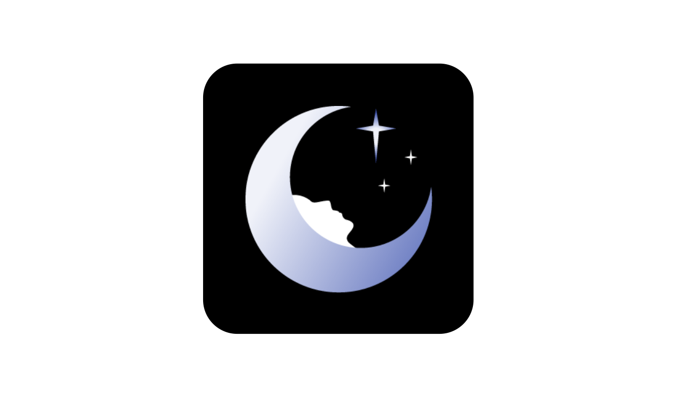 App icon featuring a person's face on a crescent moon and three stars in the shape of a cross.